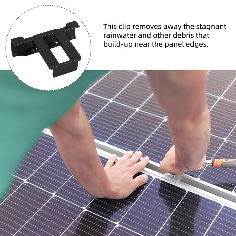 40mm Solar Panel Water Drainage Clips Plastic Photovoltaic Panel Drainage Buckles For Outdoor Solar Array Maintenance Black - Image 4