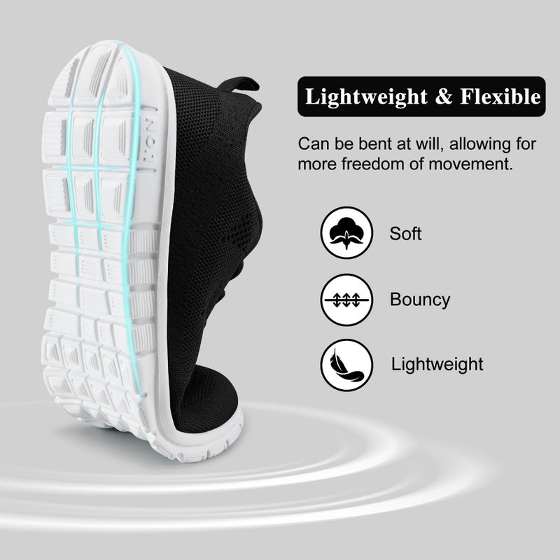 FUDYNMALC Womens Sneakers Tennis Shoes: Fashion Lightweight Non Slip Footwear for Walking Casual Travel Black - Image 5