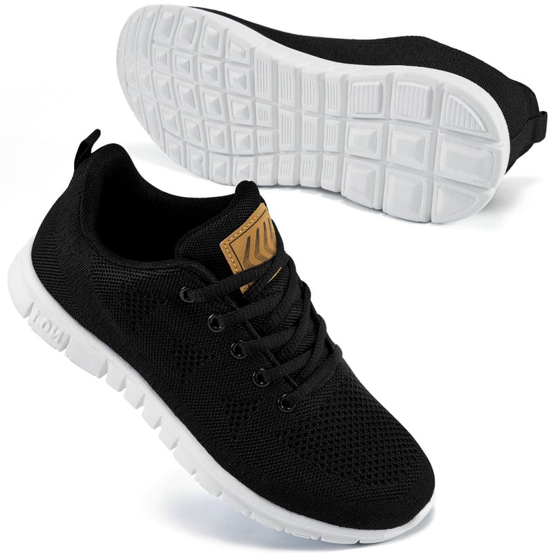 FUDYNMALC Womens Sneakers Tennis Shoes: Fashion Lightweight Non Slip Footwear for Walking Casual Travel Black - Image 1