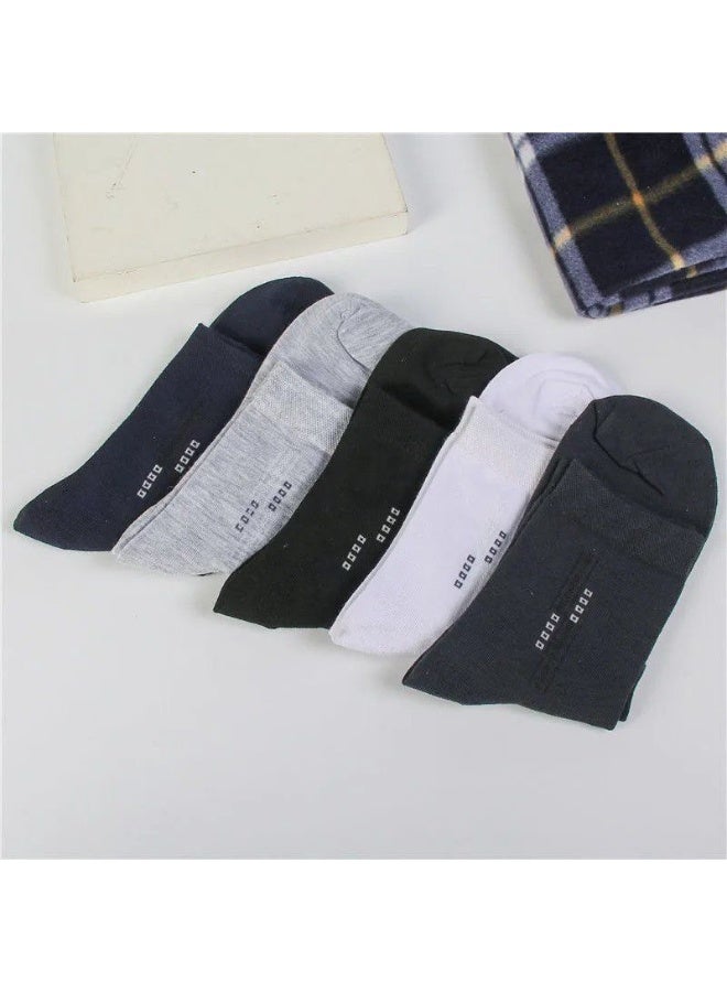 Lesha 5 Pairs Men's 100 % Cotton Crew Socks - Comfortable, Durable, Mid - Calf, Moisture Wicking Breathable Socks, Dress Socks for Business and Casual - Image 4