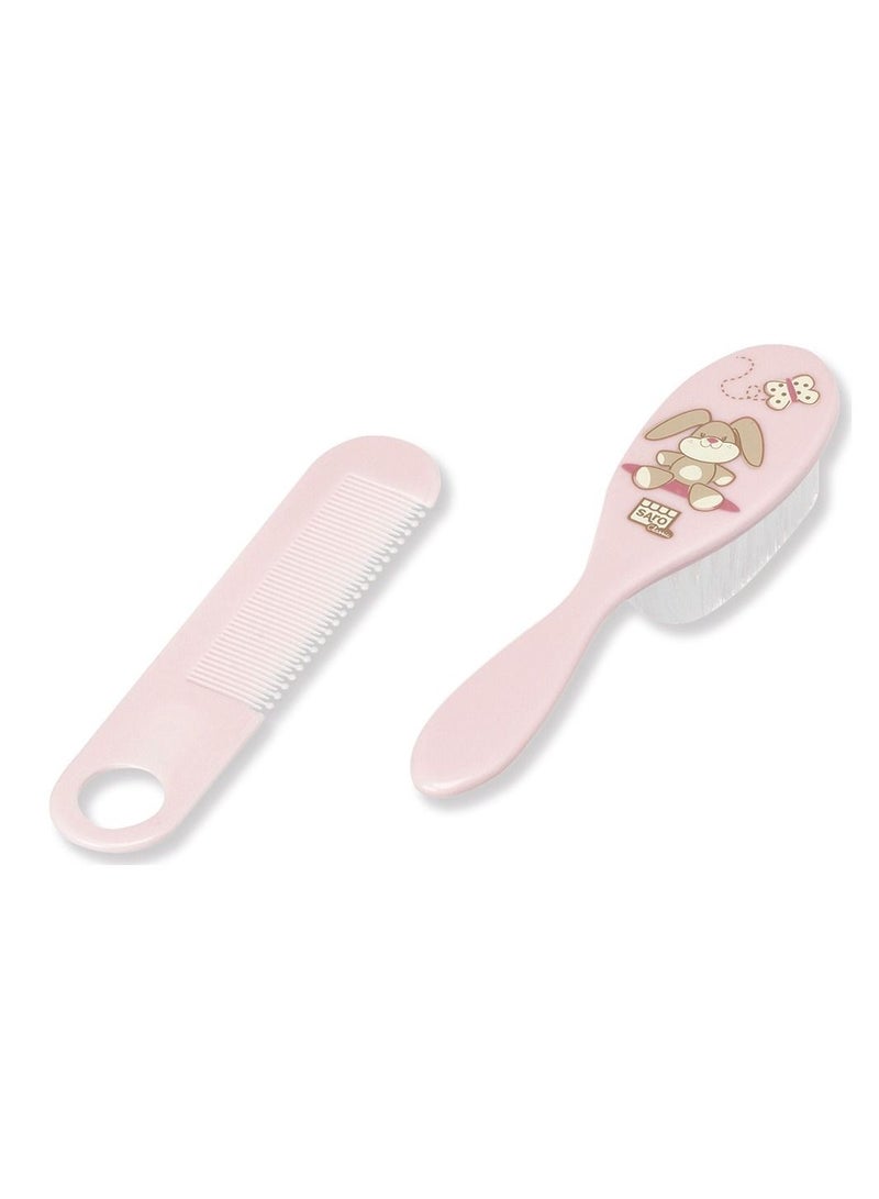 Saro Baby Brush and Comb Set Pink