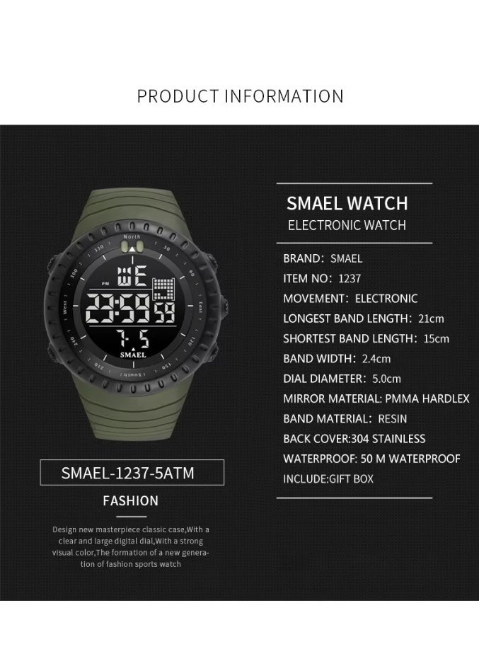 SMAEL outdoor sports running waterproof strap night light digital watch for mountain climbing multi-functional - Image 3