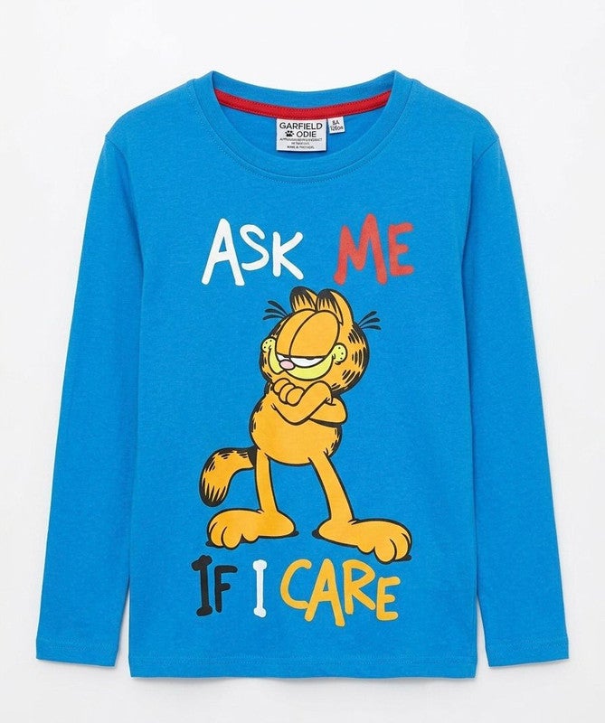 غارفيلد قميص غارفيلد للأولاد بأكمام طويلة، مصنوع من القطن بنسبة 100%، من إنتاج كيدز تي في - Image 1