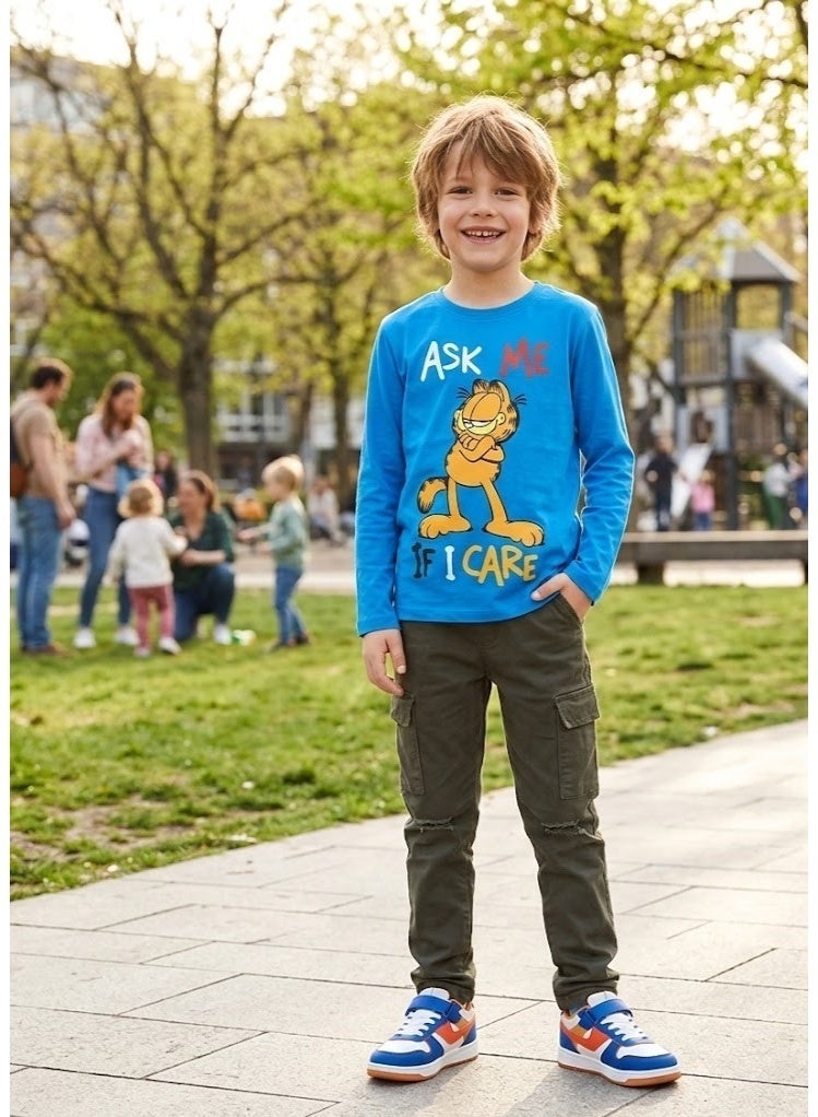 غارفيلد قميص غارفيلد للأولاد بأكمام طويلة، مصنوع من القطن بنسبة 100%، من إنتاج كيدز تي في - Image 2