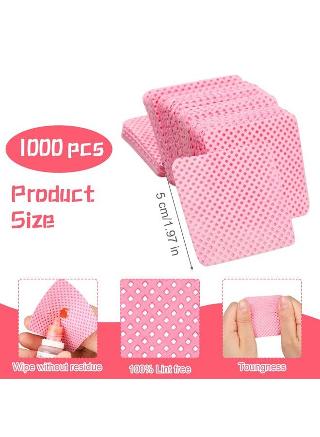 Maitys 1000 Pieces Eyelash Extension Glue Wipes Eyelash Glue Cleaner Non Woven Fabric Wipes Lash Supplies Accessories Tools for Extension Nail Polish Bottle(Rose Red) - Image 2