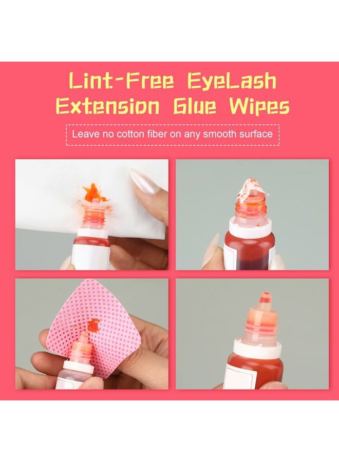 Maitys 1000 Pieces Eyelash Extension Glue Wipes Eyelash Glue Cleaner Non Woven Fabric Wipes Lash Supplies Accessories Tools for Extension Nail Polish Bottle(Rose Red) - Image 4