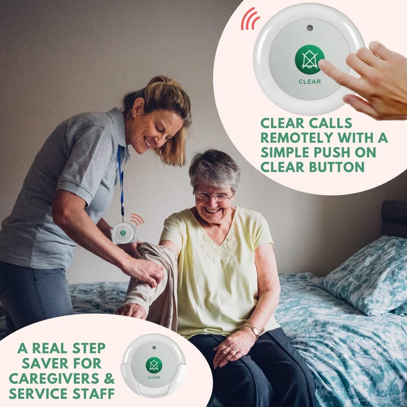 SYNLETT Wireless Call Reset Button Caregiver Clear Call Button Compatible with Wireless Nurse Call System Pager Monitoring Unit CMU for Nurses Home Service Staff Office Clinic - Image 2