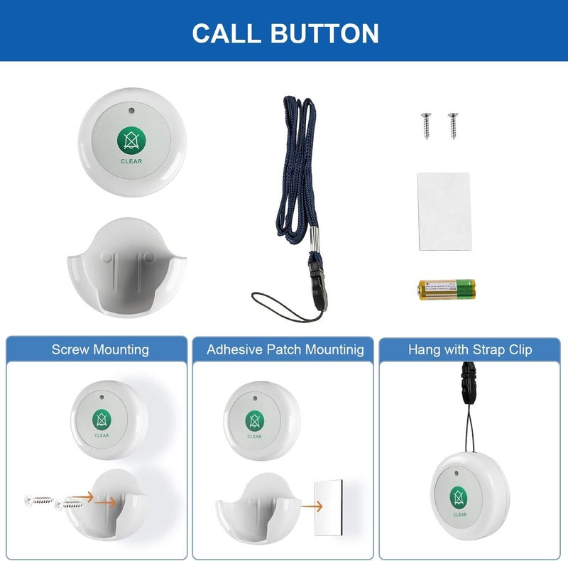 SYNLETT Wireless Call Reset Button Caregiver Clear Call Button Compatible with Wireless Nurse Call System Pager Monitoring Unit CMU for Nurses Home Service Staff Office Clinic - Image 5