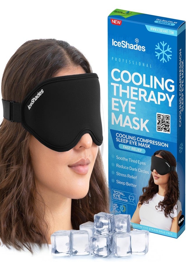 IceBeanie IceShades Cooling Gel Eye Mask for Migraine Relief, Tension & Hangover Migraine Mask, Cold Compress for Headache Dark Circles Tired Puffy Eyes, Reusable Ice Pack for Sleeping, Black - Image 1