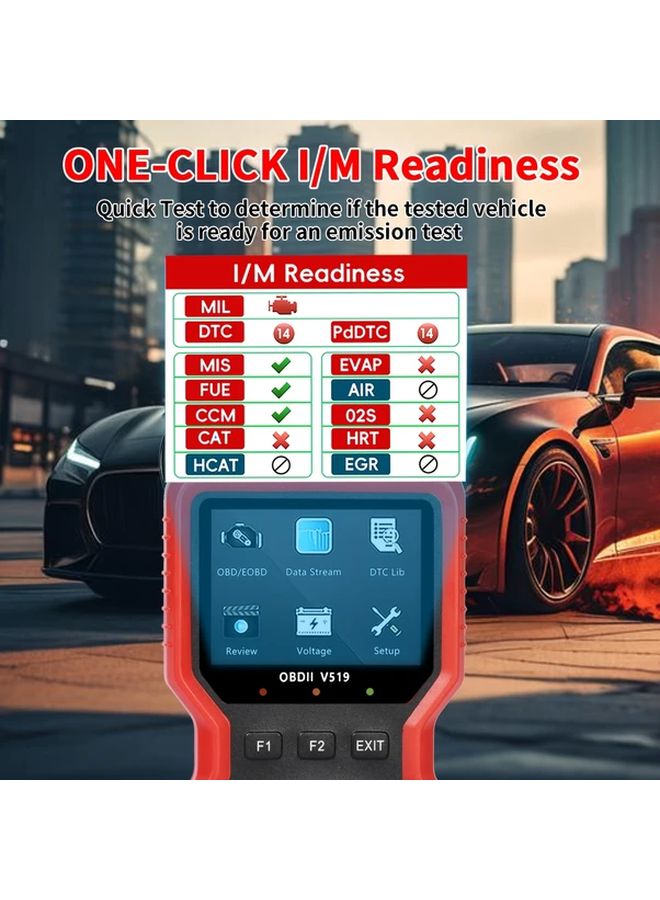 الماسح الأحمر المحترف لأداة تشخيص OBD2 قارئ رمز فحص ضوء محرك إعادة الضبط - Image 4