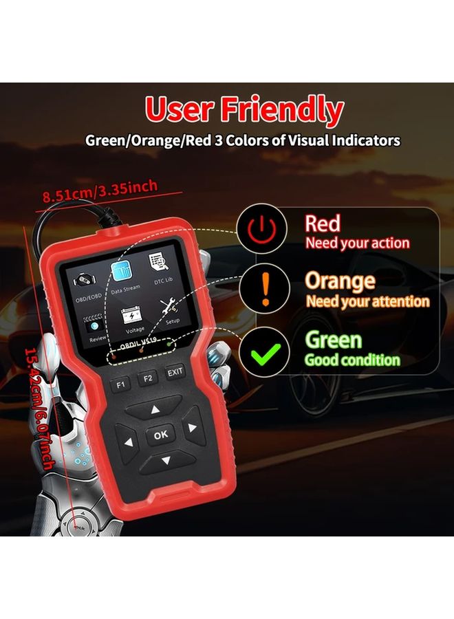 الماسح الأحمر المحترف لأداة تشخيص OBD2 قارئ رمز فحص ضوء محرك إعادة الضبط - Image 3