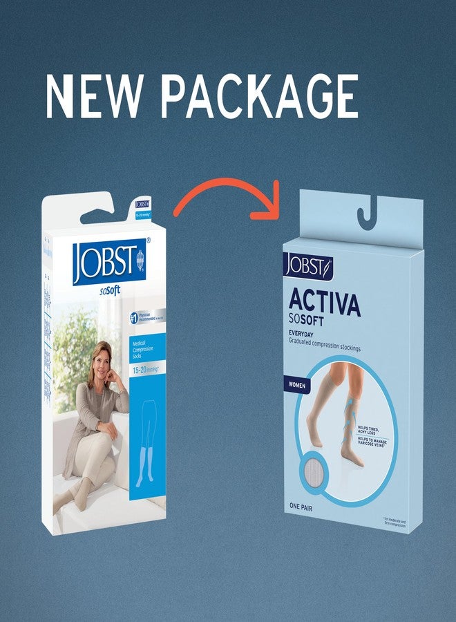 جوبست جوارب ضغط JOBST ACTIVA SoSoft 15-20 مم زئبق، تصل إلى الركبة، مغلقة من الأمام، بتصميم مضلع، لون رملي، مقاس متوسط - Image 3