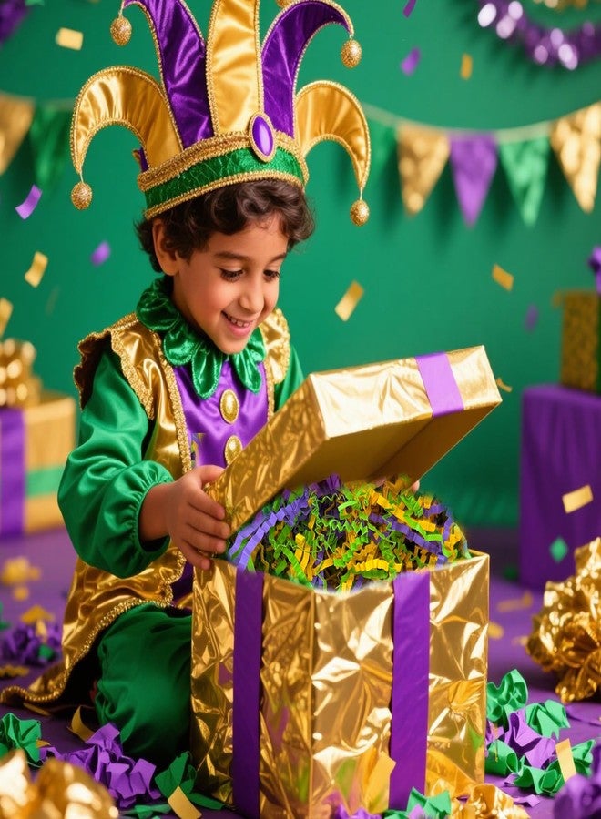ZEBMOON 2 LB Easter Crinkle Cut Paper Shred Filler Great for Gift Wrapping, Basket Filling, Birthday, Wedding, Mardi Gras, Carnival, Christmas Day, New Year Party Decorations Filling Supplies Gold Green Purple - Image 3
