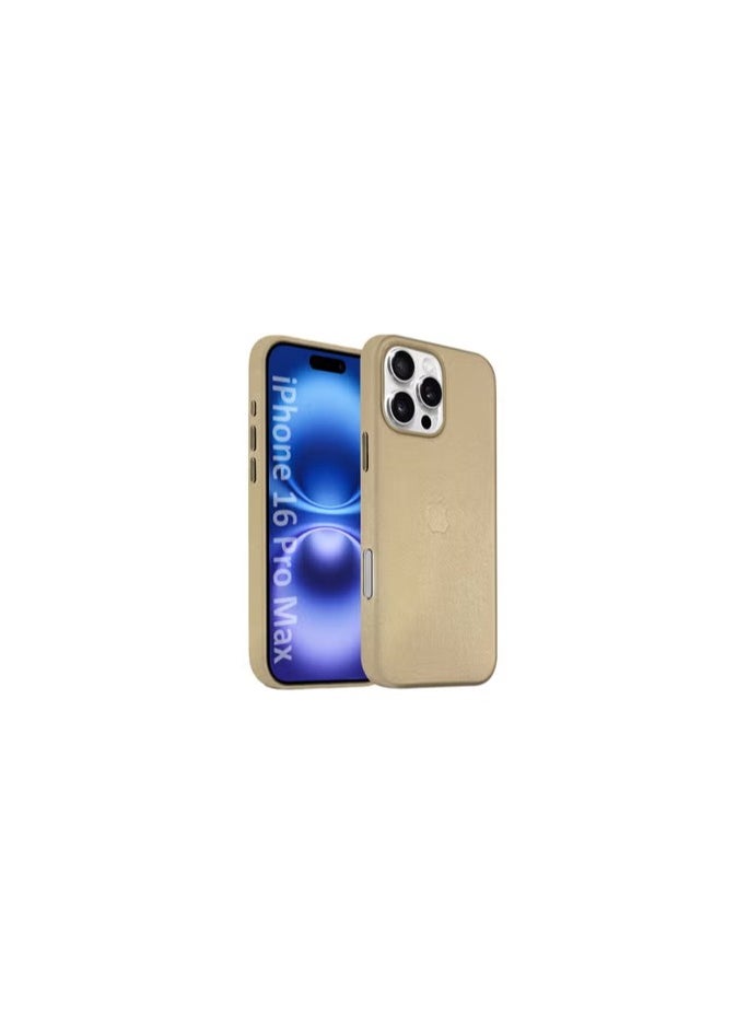 CATANES - (for Apple iPhone 16 Pro Max) Leather Case Compatible with Magsafe Anti-Scratch Leather Case Shockproof Drop Proof Protective Slim Case - Gold - Image 1