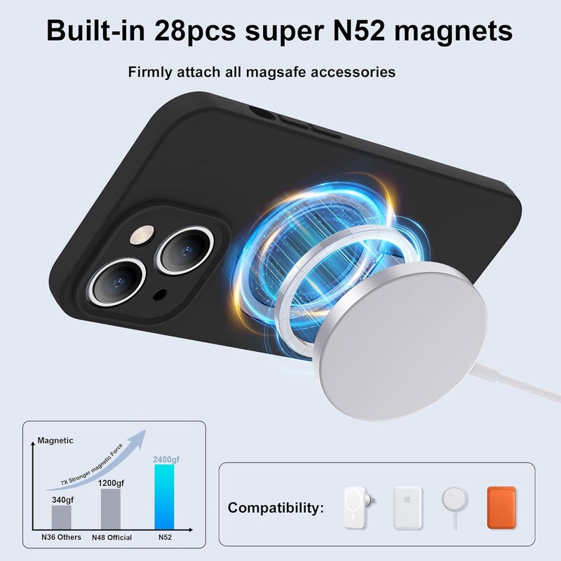 Eligo For Iphone 14 Case, Compatible With Magsafe, With Magnetic Invisible Stand, Shockproof Military-Grade Protection Soft Silicone Phone Cover With Kickstand For Apple 14 Black - Image 2