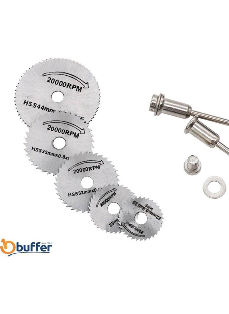 Acar Buffer Metal 6 Piece Mini Drill Bit Wood Cutting Round Steel Blade Disc Saw Set Kit  - Image 3