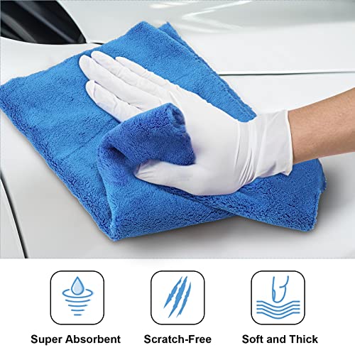 Shimeyao 30 Pcs Edgeless Microfiber Plush Towels for Cars Detailing Drying Wash Polishing Absorbent Cleaning Cloths, 500 GSM, 16 x 16 Inch(Dark Blue) - Image 4