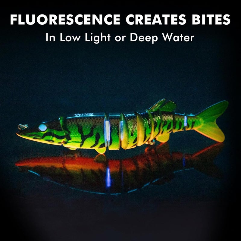 TRUSCEND Easy Catch Swimmax, Magic Noisy Turbulent Wiggling and Vibrating Actions for More Bites, Segmented Swimbait Jointed by Dyneema Strongest Fiber, Lifelike Fishing Lures for Relax Family Fishing - Image 5