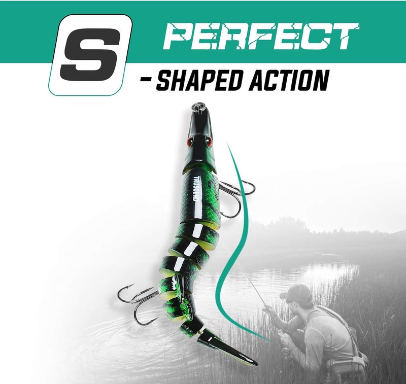 TRUSCEND Easy Catch Swimmax, Magic Noisy Turbulent Wiggling and Vibrating Actions for More Bites, Segmented Swimbait Jointed by Dyneema Strongest Fiber, Lifelike Fishing Lures for Relax Family Fishing - Image 2