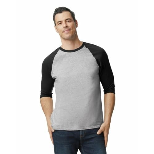 Gildan Adult Heavy Cotton 34 Raglan TShirt Style G5700 2Pack Sport GreyBlack XLarge - Image 3