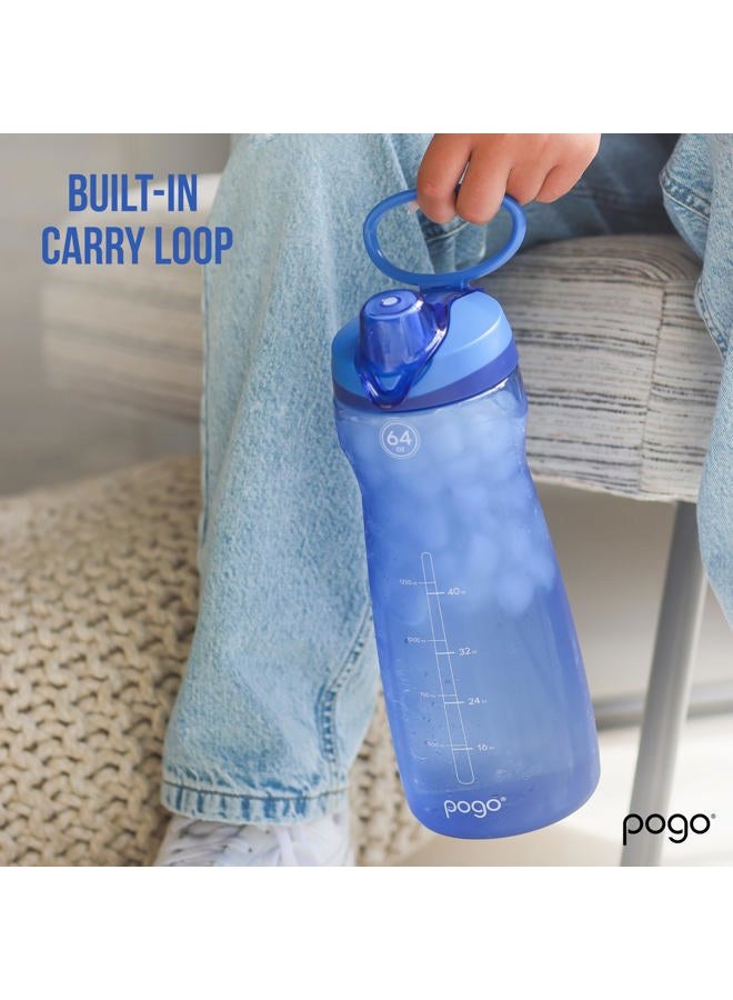 Pogo 64oz Plastic Water Bottle with Leak-Proof Chug Lid and Carry Handle, Reusable, BPA Free, Capacity Markings, Dishwasher Safe, Perfect for Travel, School, Outdoors, and Gym, Teal - Image 5