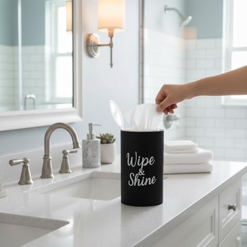 GoFika Wood Disinfecting Wipe Dispenser for Kitchen Farmhouse Countertop Organizer Storage Container Black - Image 4