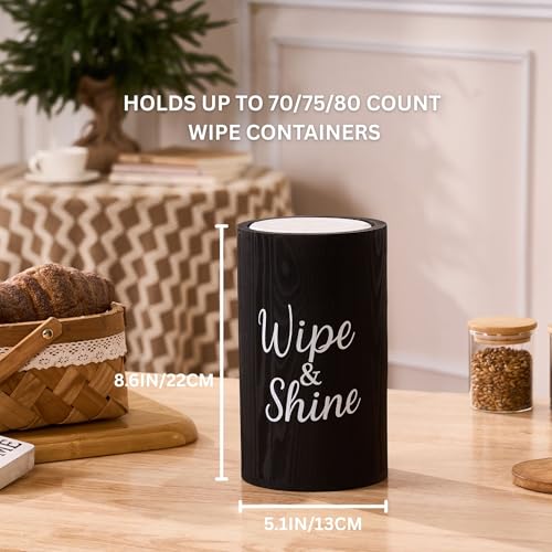 GoFika Wood Disinfecting Wipe Dispenser for Kitchen Farmhouse Countertop Organizer Storage Container Black - Image 2