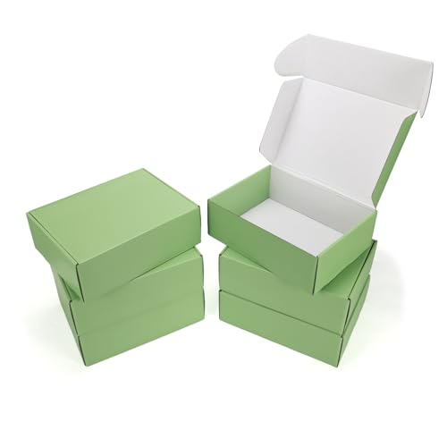 Serwrsw 12x9x4 inch Shipping Boxes Set of 6 Green, Inner Size 11.6x8.6x3.6 inch Cardboard Box Mailers for Small Business Packaging Mailing or Gift Wrapping Giving - Image 1