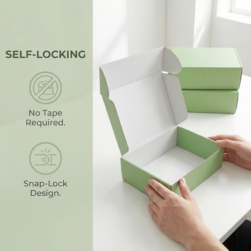 Serwrsw 12x9x4 inch Shipping Boxes Set of 6 Green, Inner Size 11.6x8.6x3.6 inch Cardboard Box Mailers for Small Business Packaging Mailing or Gift Wrapping Giving - Image 3