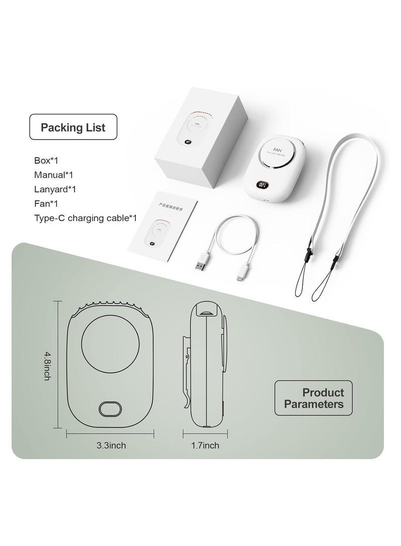 SOLARAE Portable Neck Fan, Handheld Mini Fan Small Personal Fan, Hand Held Fan, USB Rechargeable Bladeless Mini Fans Portable, Eyelash Fan for Kids Girls Boys Woman Man Home Outdoor Travel (White) - Image 3