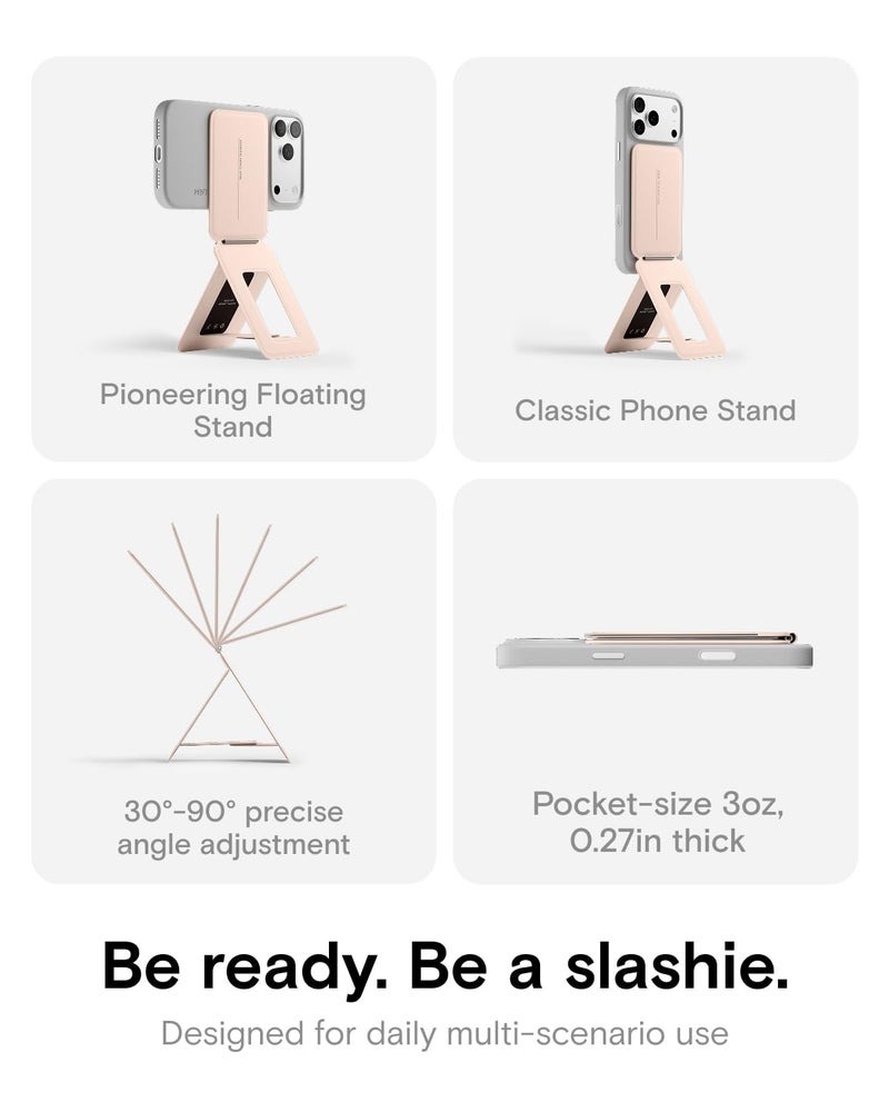 MOFT Phone Tripod Stand Selfie Stick for iPhone, Multi-Angles iPhone Stand, Lightweight & Portable Phone Holder, Strong Magnets, MOVAS Vegan Leather, Travel Essentials, Peach Pink (Without Card Slot) - Image 3