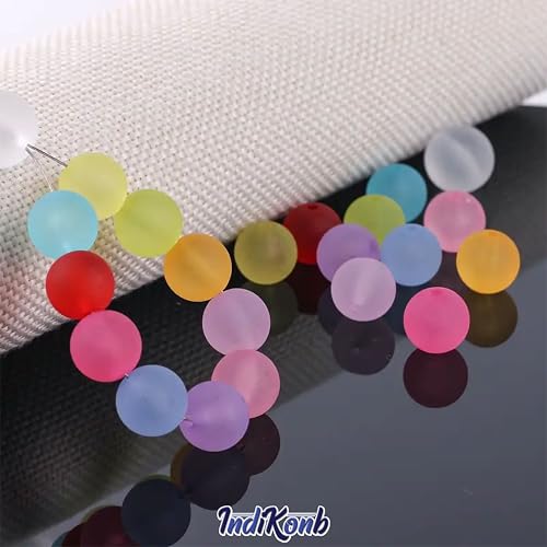 INDIKONB Ice Frost Matte Beads - Multicolour Acrylic Crafting Supplies for Jewelry Making, DIY Projects, and More (8mm) - Image 4