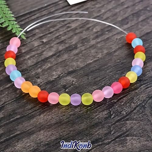 INDIKONB Ice Frost Matte Beads - Multicolour Acrylic Crafting Supplies for Jewelry Making, DIY Projects, and More (8mm) - Image 5