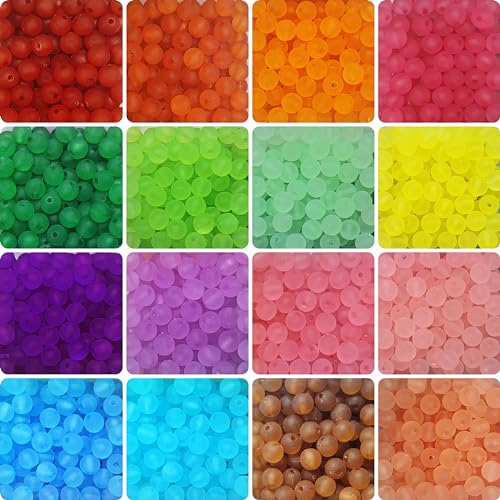 INDIKONB Ice Frost Matte Beads - Multicolour Acrylic Crafting Supplies for Jewelry Making, DIY Projects, and More (8mm) - Image 1