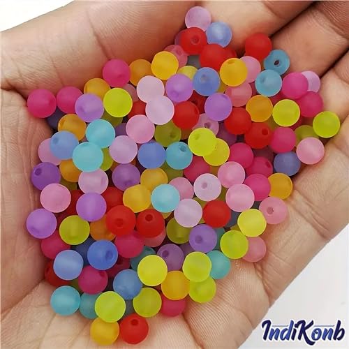 INDIKONB Ice Frost Matte Beads - Multicolour Acrylic Crafting Supplies for Jewelry Making, DIY Projects, and More (8mm) - Image 3