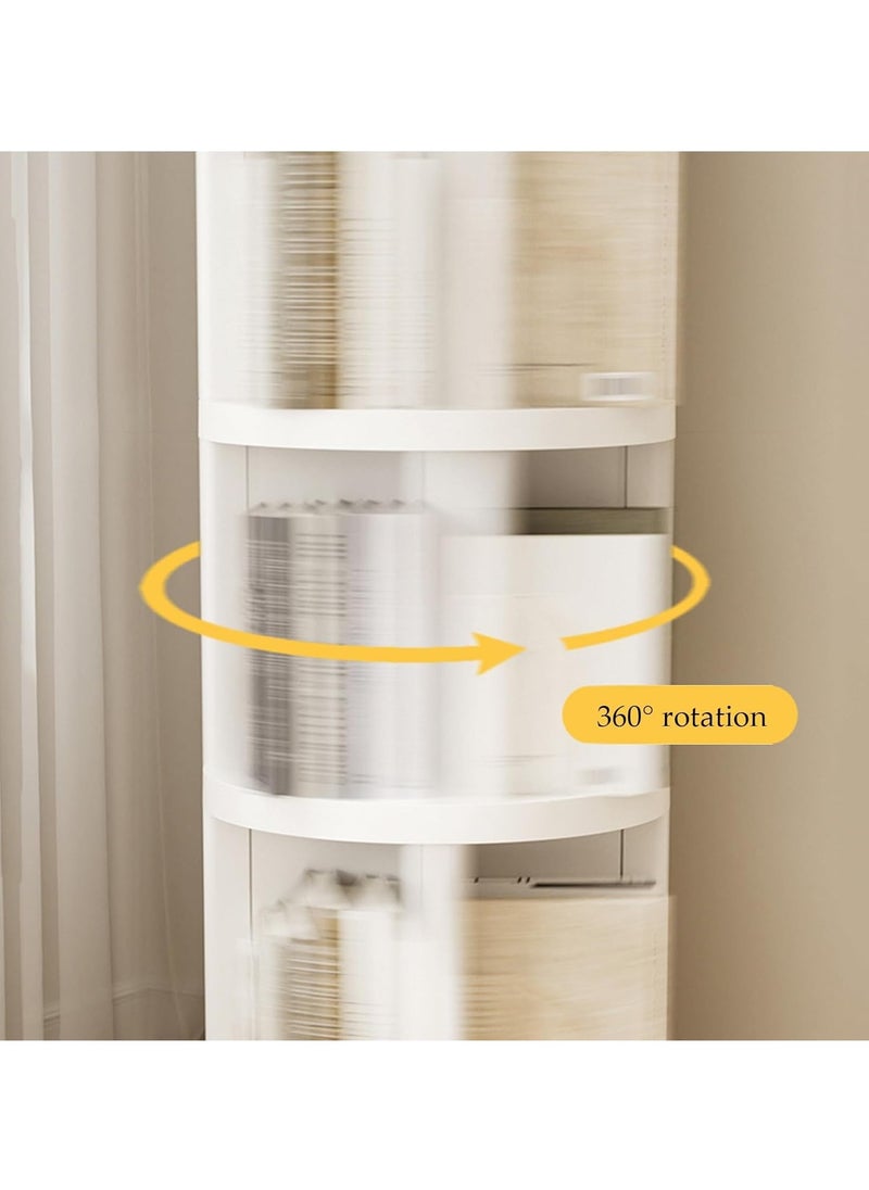 XiuWoo - 3-Tier Simple Floor-standing Plastic Rotating Storage Cabinet Bookshelf Student Books Children's Picture Books Storage Shelf Bookcase, 360-degree Rotation, For Living Room Bedroom Reading Room Office - Image 1