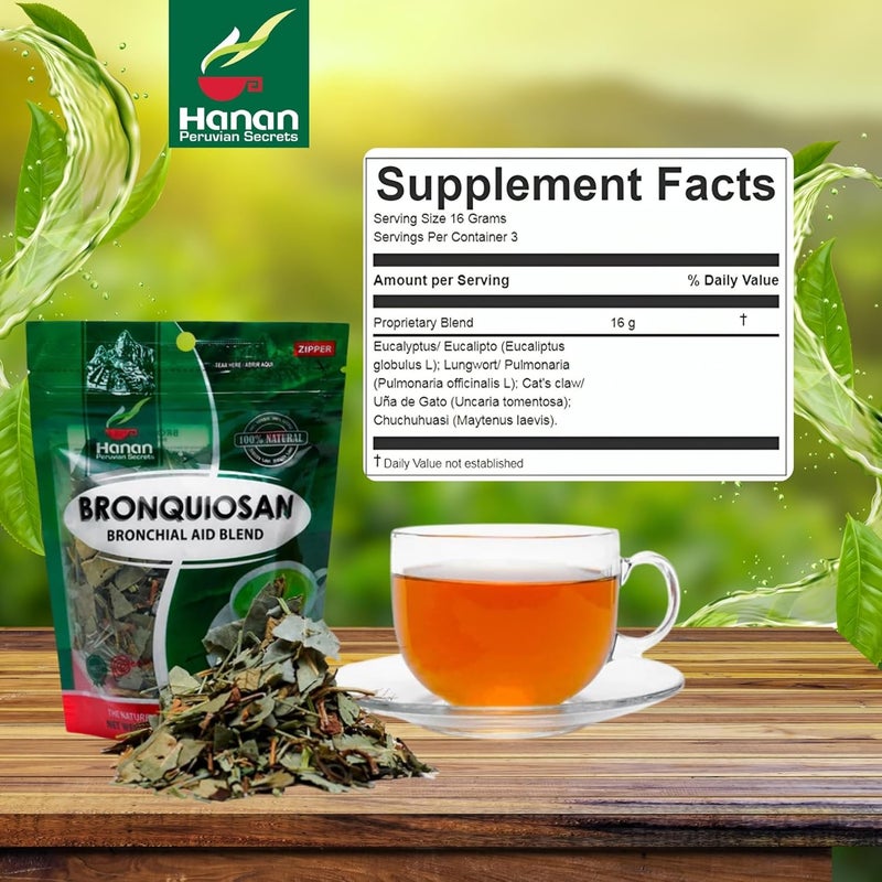 Hanan Peruvian Secrets Hanan Bronquiosan Herbal Tea - 100% Natural Bronchial Aid Blend - Image 2
