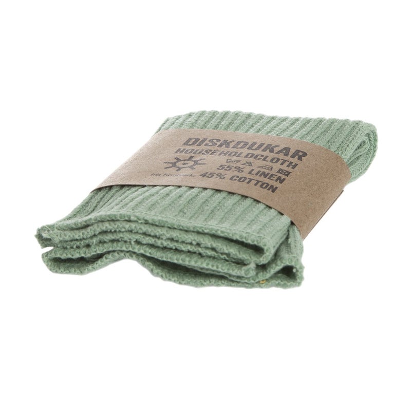 Iris Hantverk Knitted Linen and Cotton Dish Cloth  Frosty Green - Image 1