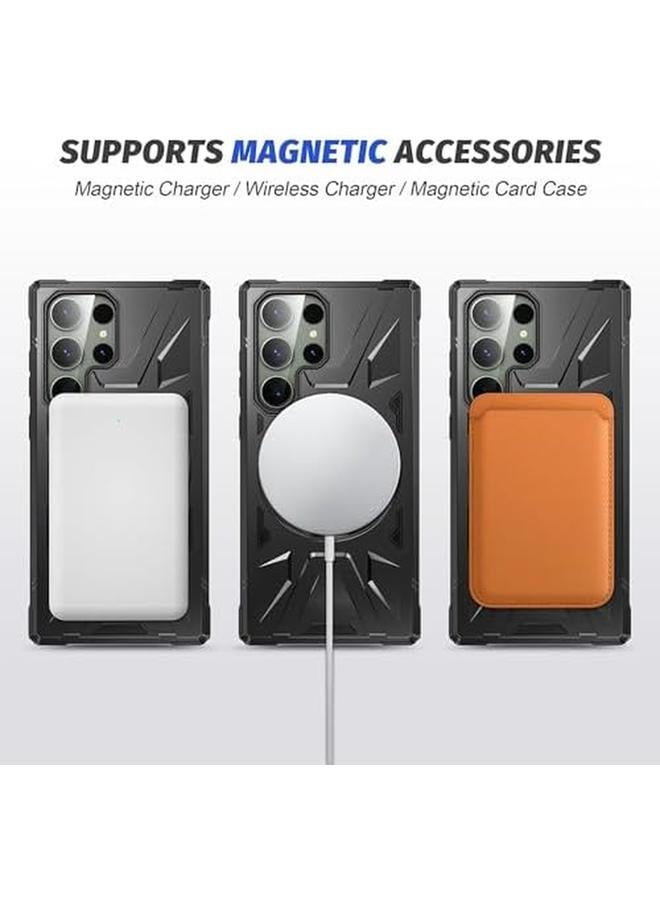 erorex For Galaxy S24 Ultra Case Heavy Duty Magnetic Stand Cover Compatible With Mag Safe 360 Rotatable Ring Stand Rugged Shock Armor Slim Phone Case For Samsung Galaxy S24 Ultra Black  - Image 2