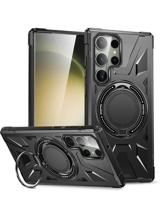 erorex For Galaxy S24 Ultra Case Heavy Duty Magnetic Stand Cover Compatible With Mag Safe 360 Rotatable Ring Stand Rugged Shock Armor Slim Phone Case For Samsung Galaxy S24 Ultra Black  - Image 1