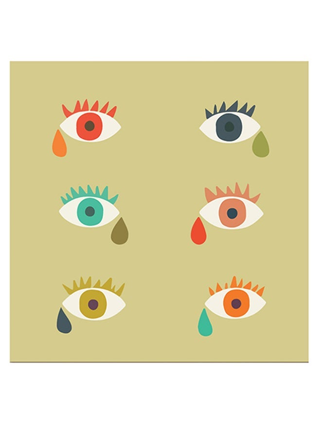RYN Colored Eyes Themed Wall Art Beige/Red/Blue 30x30cm - Image 1