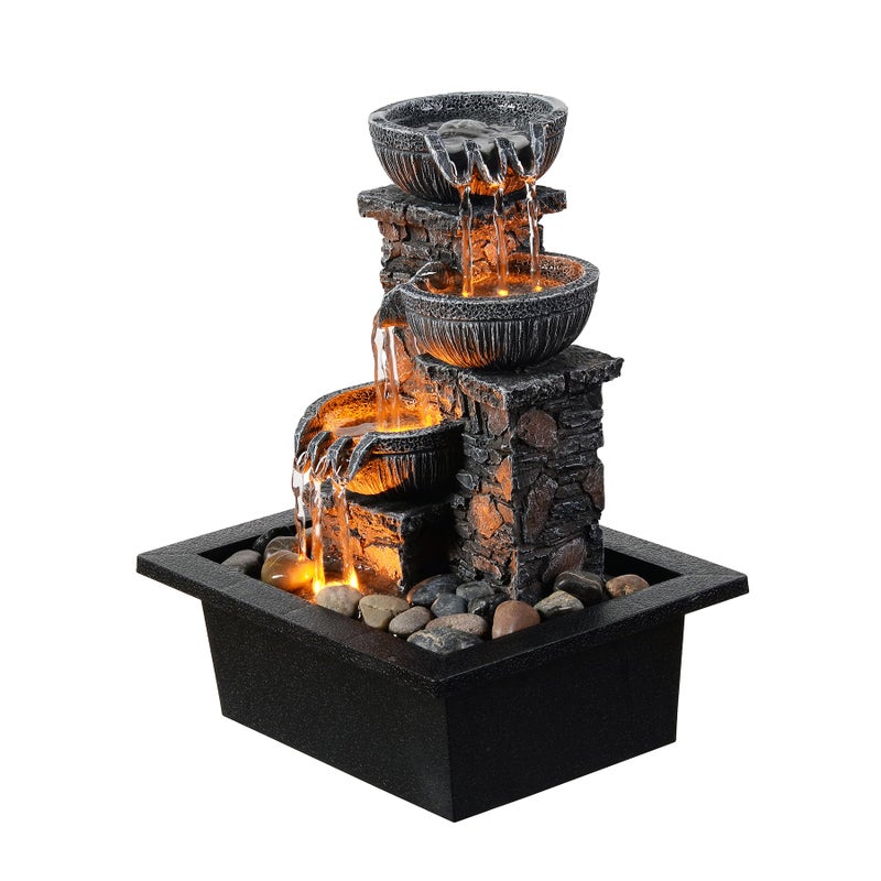 Kalona Tabletop Fountain 3 Bowls with LED Light Soothing Water Flowing Sound Fountain Zen/Meditation Home/Office Decor Home DÃ©cor Relaxation Indoor (23113) - Image 5