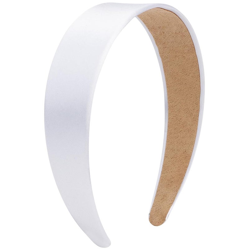 VELSCRUN Headbands for Women Girls 16 Inch White Satin Wide Headband Head Bands for Womens Hair Solid Simple Fashion Hair Bands Cosplay Halloween Hair Accessories Gifts for Mothers Sisters