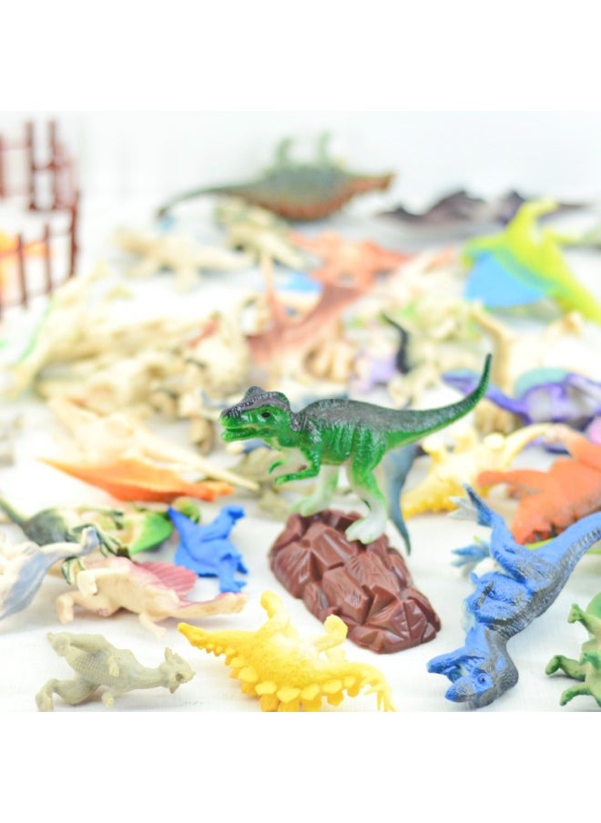 null - Dinosaur Toy Simulation Model Storage Mini Gashapon Animal Pvc Soft Glue Cross Border Tree Stone Fence Small Accessories-Color:Dinosaur Solid Color (about 6cm,60g/12) - Image 1