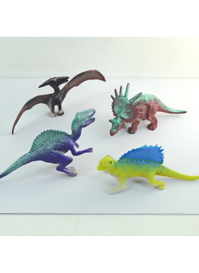 null - Dinosaur Toy Simulation Model Storage Mini Gashapon Animal Pvc Soft Glue Cross Border Tree Stone Fence Small Accessories-Color:Dinosaur Solid Color (about 6cm,60g/12) - Image 1