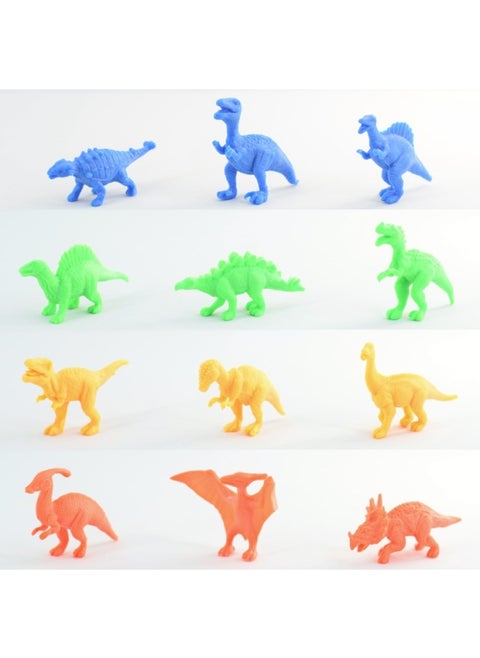Dinosaur Toy Simulation Model Storage Mini Gashapon Animal Pvc Soft Glue Cross Border Tree Stone Fence Small Accessories-Color:Dinosaur Solid Color (about 6cm,60g/12)