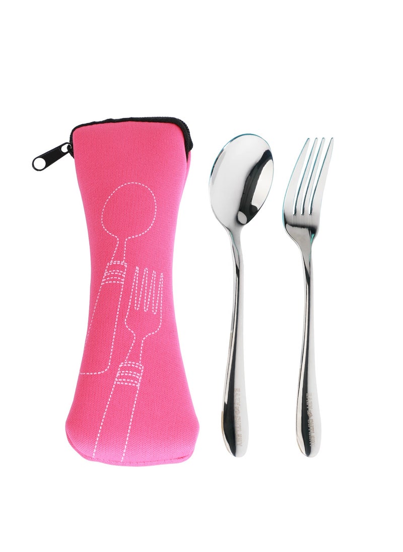 Eazy Kids - 3/4 Convertible Jumbo Bento Lunch Box 1600 Ml With Leakproof Ss Gravy Bowl 290 Ml, Spoon And Fork Set, Pouch - Pink - Image 1