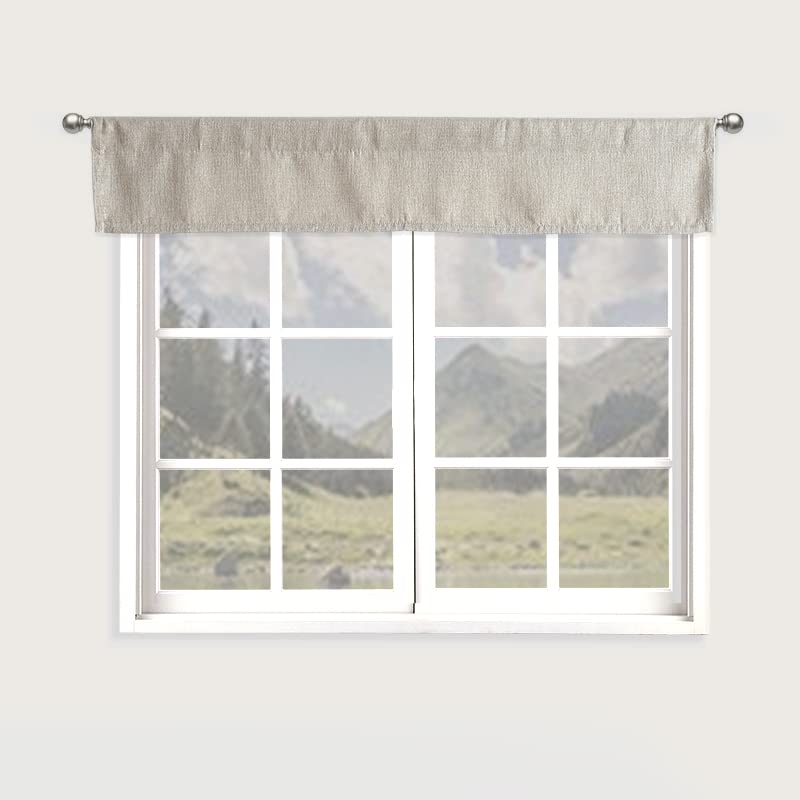 DecoHongDi Valances for Windows Linen Textured Kitchen Curtains and Valances SetBlackout Valance Curtains for Living RoomBathroomBasement10 Inch Length by 52 Inch Wide1 PanelDark Beige