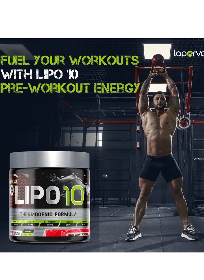 Laperva - Laperva Lipo10 -Thermogenic Formula for Muscle Building and Fat Burning- Sour Gummy Flavor -   Boosts Testosterone - Keto Friendly - Enhanced Endurance and Vitality - Antioxidant Support -30 Servings - Image 1
