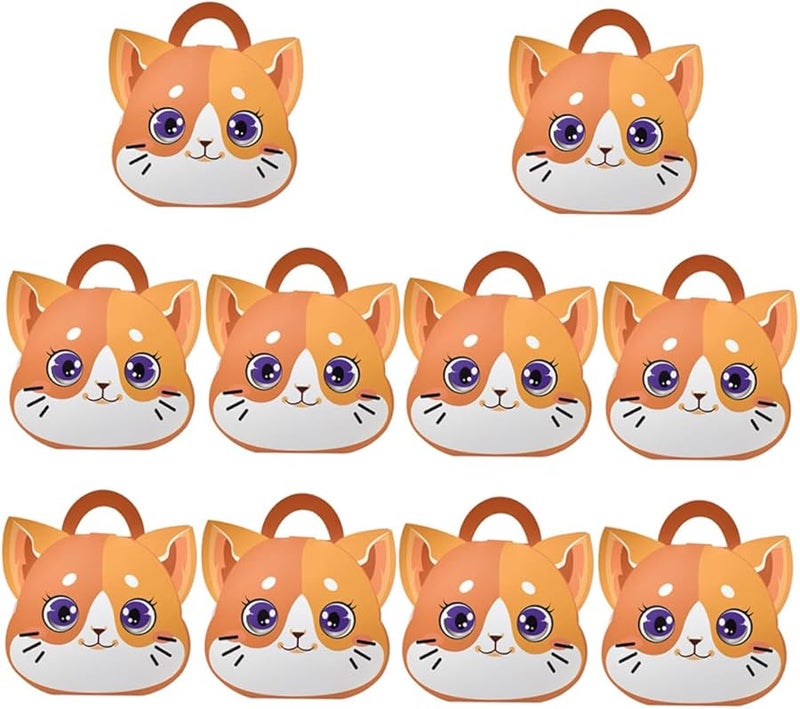 TOVINANNA 10 قطعة صناديق هدايا على شكل قطط بمقابض لحفلات الزفاف والاحتفالات بعيد الميلاد - Image 2